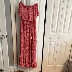 Aakaa Red and White Floral Dress